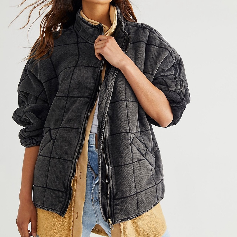 Free People Dolman quilted jacket black Large